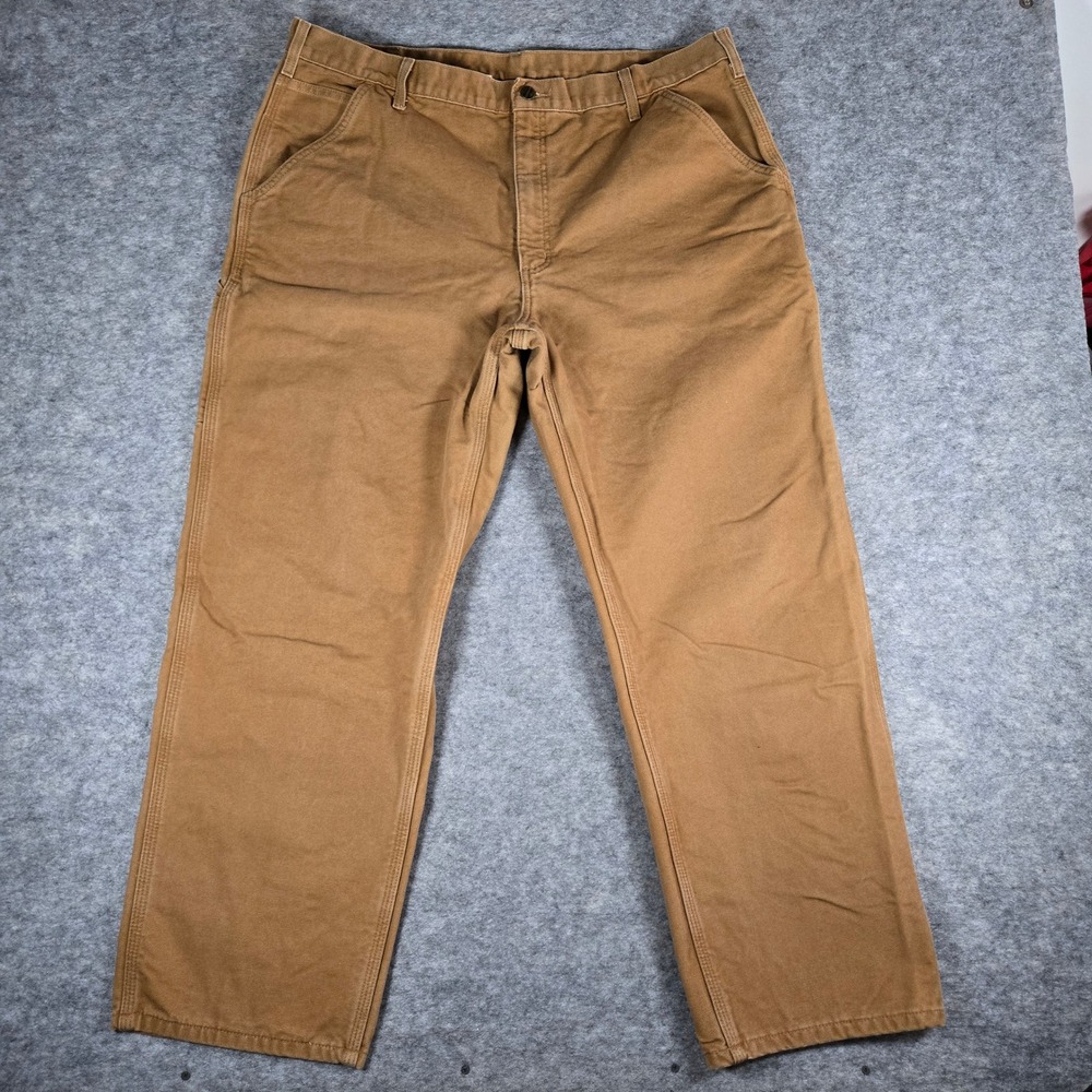 Carhartt Mens Brown B111 Flannel Lined Duck Canvas Dungaree Pants 42x30